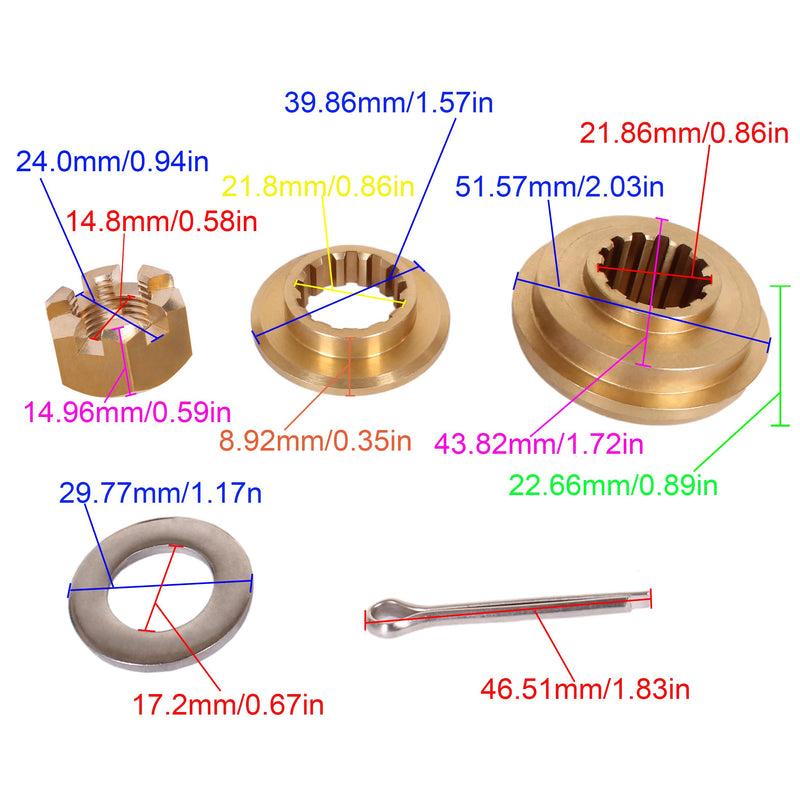 Boat Engine 3T5-87326-0 3T5873260M 3TW873260 3KY873260 Propeller hardware kit for Tohatsu for Nissan Outboard 40HP 50HP, 3C8642310 Thrust Holder, 348642320 Stopper, 353641210 Nut, 345641240 Washer