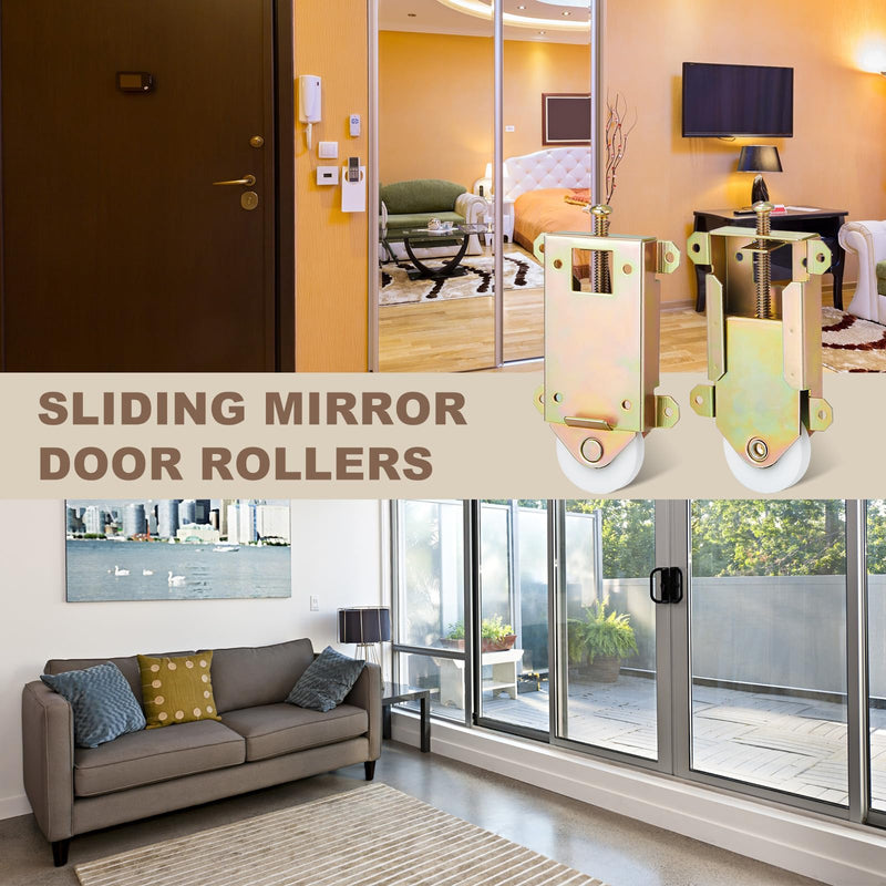 Therwen 4 Pcs 2-1/2 Inch Sliding Mirror Closet Door Roller Wheels Replacement Assembly 1-1/2 Inch Nylon Concaved Ball Bearing Wheels, Sliding Glass Screen Door Hardware Fits 2-1/2"