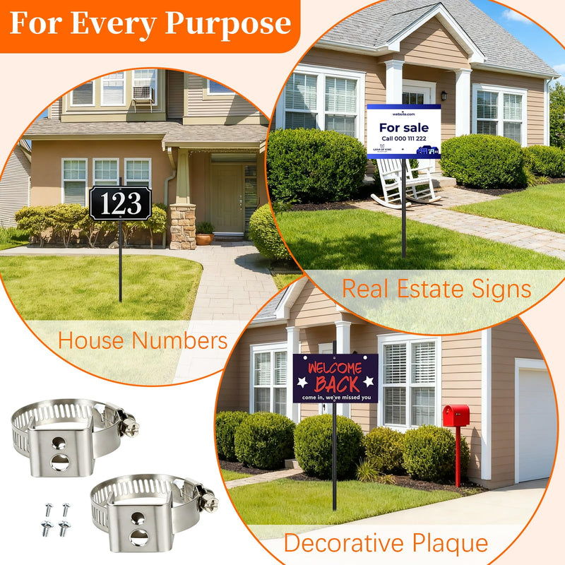 8Pcs Stainless Steel Sign Mounting Brackets for Poles (1.4"-2.3" Diameter), Adjustable Pole Ring Clamps for Street Signs Diameter-1.4-2.3in 8