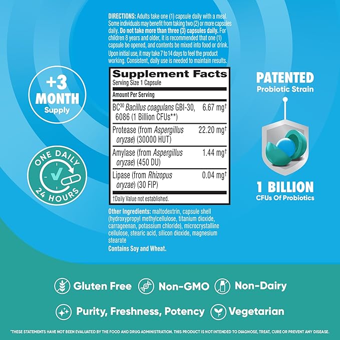 IBS Daily Probiotic Capsules for Digestive Health & Gut Health, Digestive Advantage Probiotics For Men and Women (96 count box) - Digestible Enzymes IBS 96CT - NewNest Australia