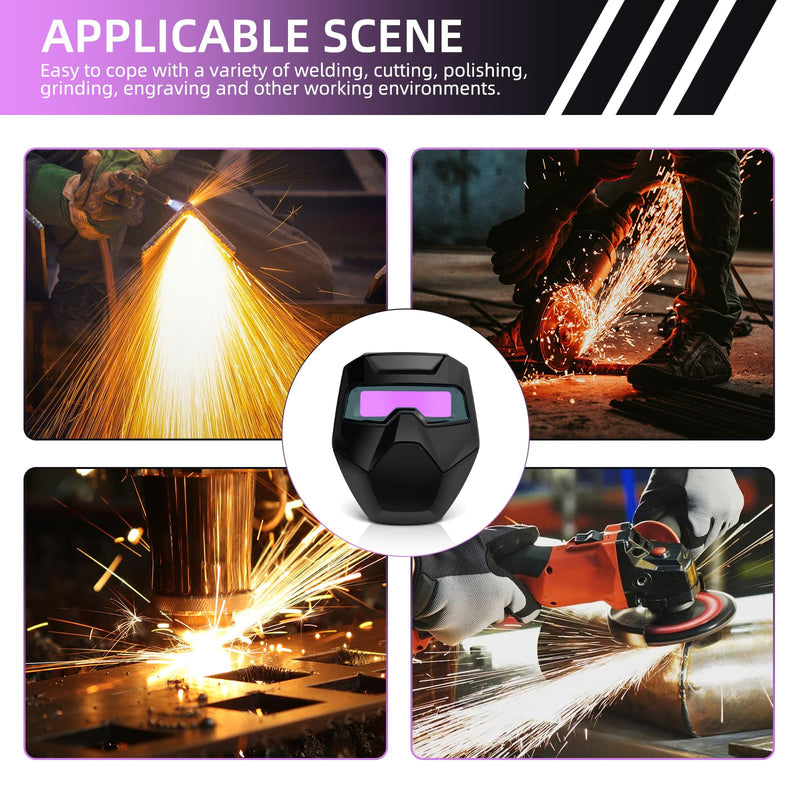 Welding Goggles Auto Darkening Plasma Cutting Glasses - Eye Protection Safety Goggles for Welding Blackish Purple