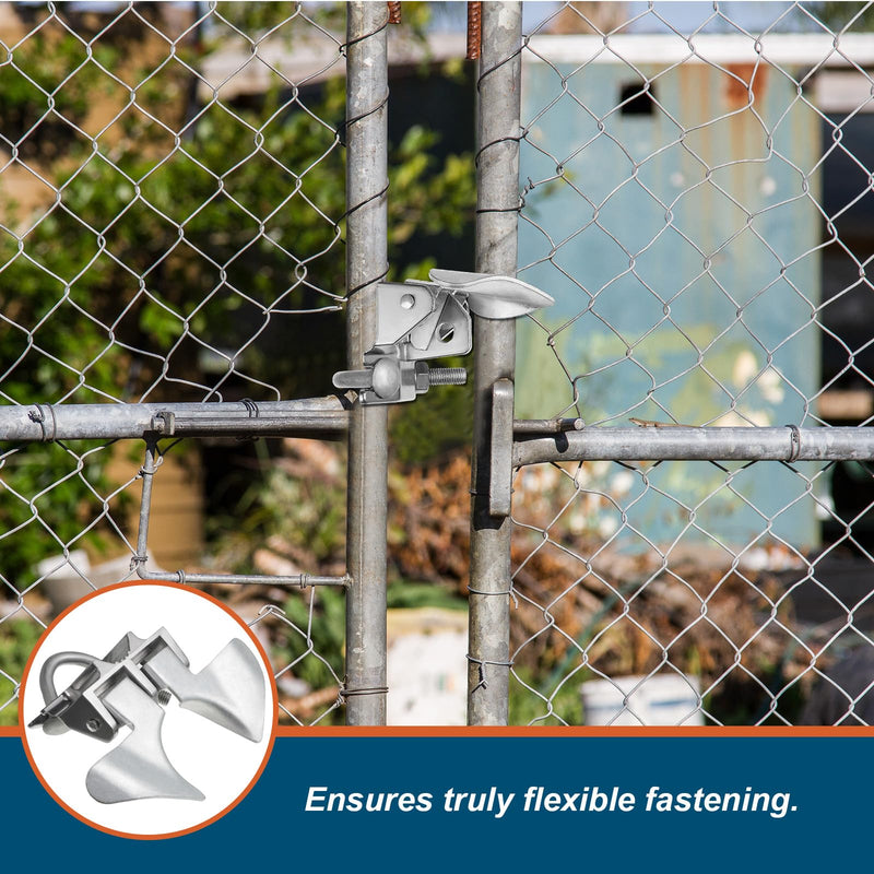 Tandefio 2 Pcs Chain Link Fence Butterfly Gate Latches Galvanized Steel Butterfly Latch Chain Link Gate Closer Fence Gate Latch for 1-3/8 Gate Frame and 2-3/8 Gate Post, Silver