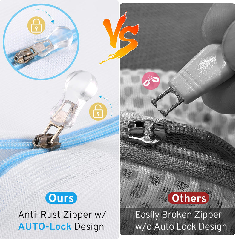 Ultimate 7 Pack 6 Size Mesh Laundry Bags Set for Delicates with AUTO-Lock Zipper, Lingerie Bags for Washing Delicates, Laundry Bags Mesh Wash Bags, Delicates Laundry Bag for Jeans,Blouse,Stocking,Bra White_Fine Mesh 1*XL+1*L+2*M+1*S+2*Bra Bags