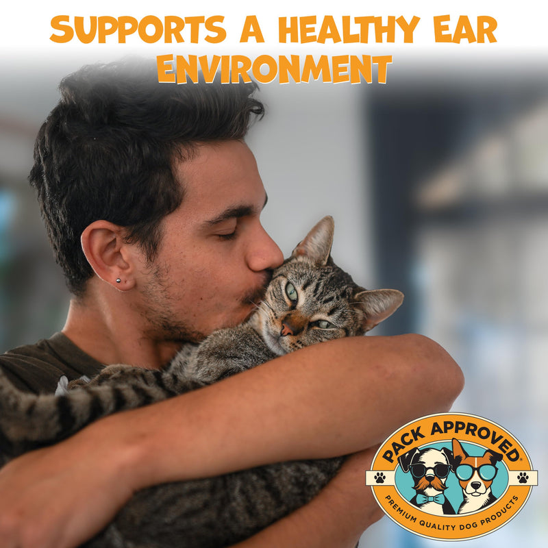 Pack Approved Advanced Ear Wipes for Dogs & Cats with Aloe Vera - Gentle, Non-Irritating Ear Cleaner for Cats and Dogs - Helps Deodorize and Remove Ear Wax - Cucumber Melon Scent (100 Wipes) Regular Wipes
