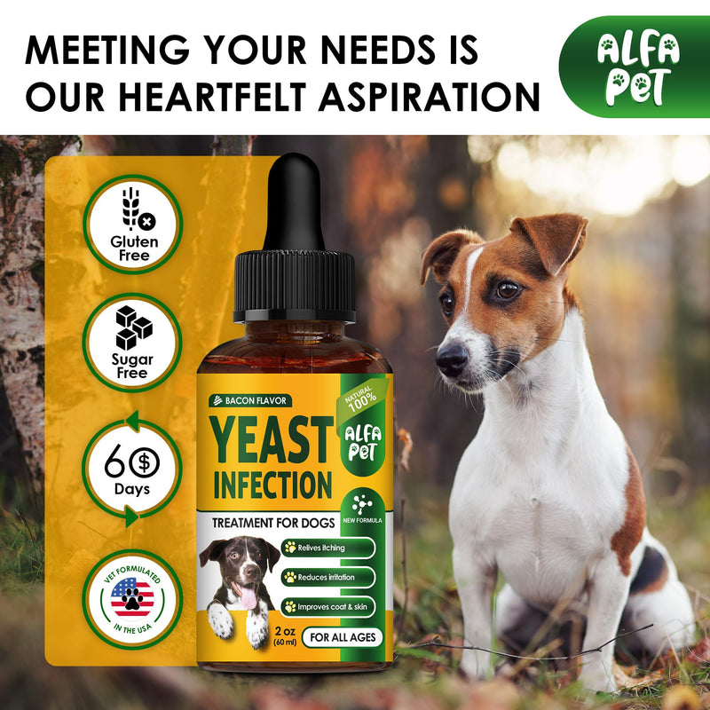 Yeast Infection Treatment for Dogs Helps with Itching & Allergies – Dog Yeast Infection Treatment Liquid Herbal Supplement – for All Breeds – Bacon Taste – 2 Oz Yellow