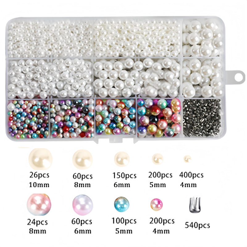 Metacipher Pearl Setting Machine with Pearls Beads Rivet Studs and Tools Kit Pearl Hand Press Tools for Decorating Clothes Hats Shoes Bags Skirts DIY Crafts Beads DIY Accessories White