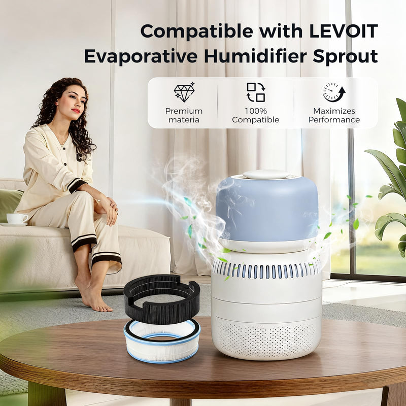 Replacement Wick Filter for LEVOIT Sprout Evaporative Humidifier 3.8L Black+White-3pcs