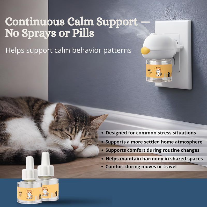 Cat Calming Pheromone Diffuser | Support Anxiety Stress Relief | Helps Stop Scratching Spraying Peeing Hiding Aggression | 60-Day Kit