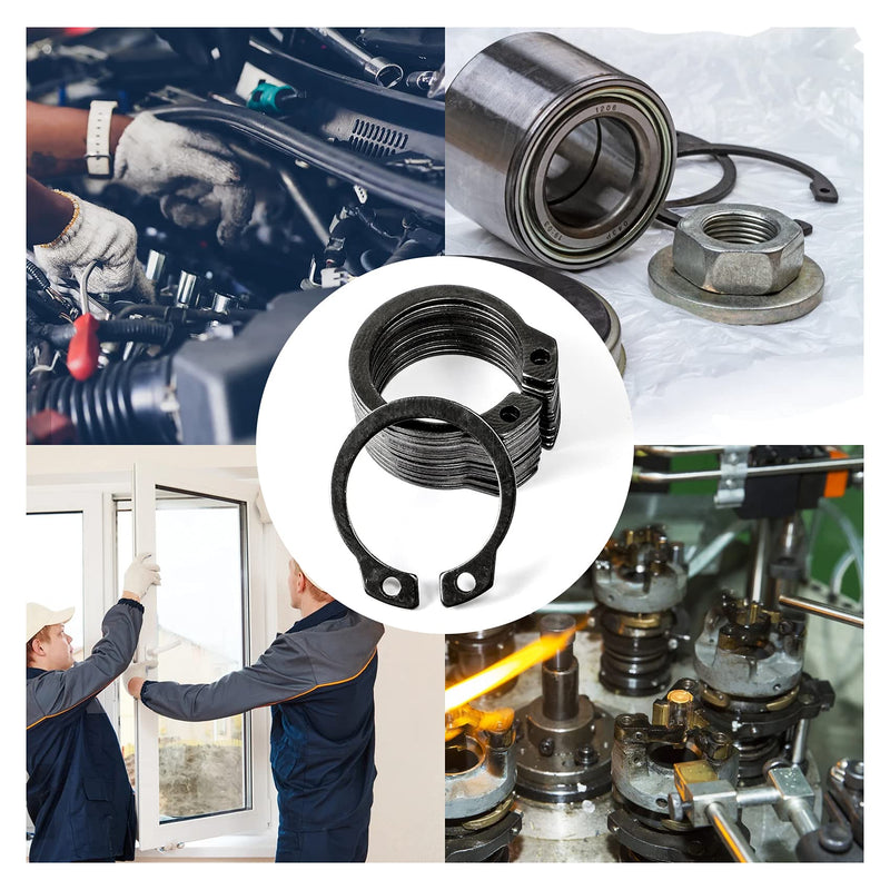 NINDEJIN Snap Ring Shop Assortment, 145PCS External Retaining Rings 15-28mm (0.59''-1.1'') Carbon Steel Snap Retaining C Clip Rings Kit for Grooved Shafts, Studs, and Other Moving Parts 145PCS (15-28mm)