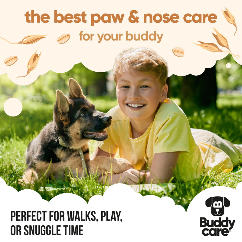 Buddycare Dog Paw & Nose Balm - Oatmeal | Protects & Repairs Dry, Cracked & Chapped Skin | Vegan & Cruelty-Free, Moisturises & Nourishes | Pocket Sized Grooming Accessory