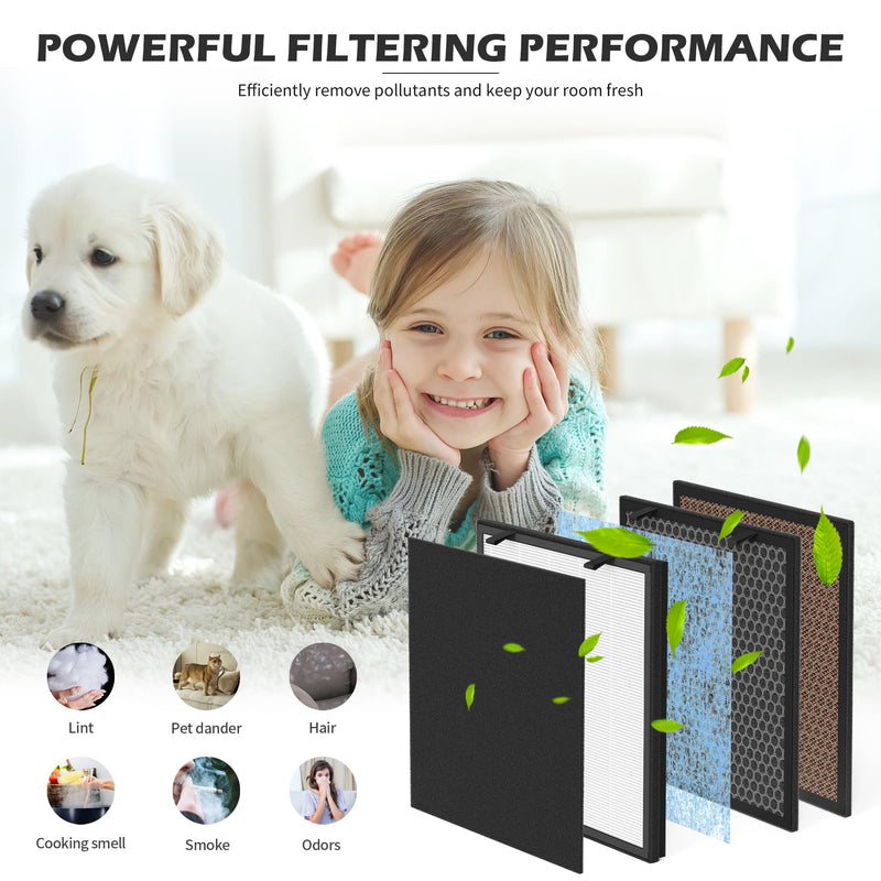 630/718 True HEPA Filter Replacement Compatible with Okaysou(OKSOU) Apollo 718 / Apollo 630 S630 pro Air Cleaner Purifier, Ultra-Duo 5-in-1 True HEPA Filter with Activated Carbon Filter，2packs 2 packs