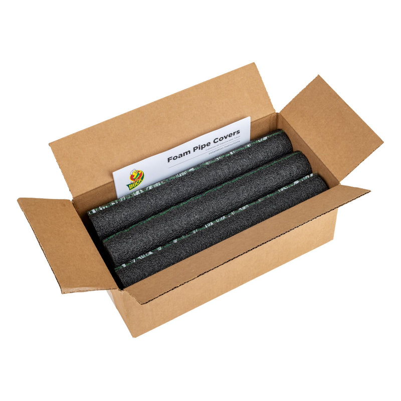 Duck Brand Foam Pipe Covers, Pipe Insulation Foam Tubes for Hot and Cold Water Pipes, Pre Slit and Self Sealing Adhesive Edge, 0.75 in. x 1 Ft., 6 Sticks Per Package, 6 Feet Total, Black