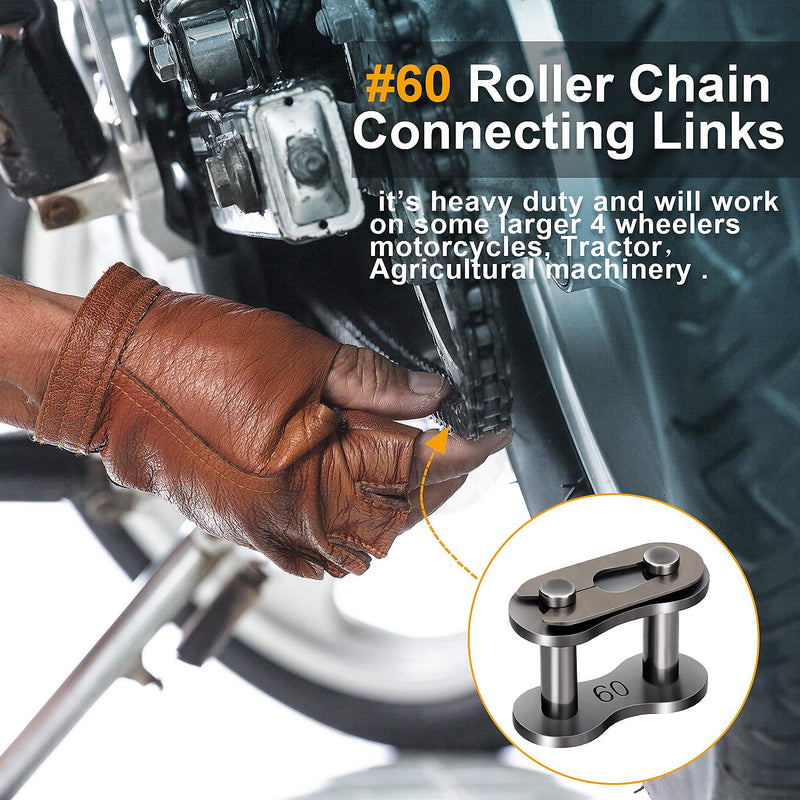 5 Pack #60 Roller Chain Connecting Links, Master Connector Link for Agricultural Machine, Tractors 5 Pack #60