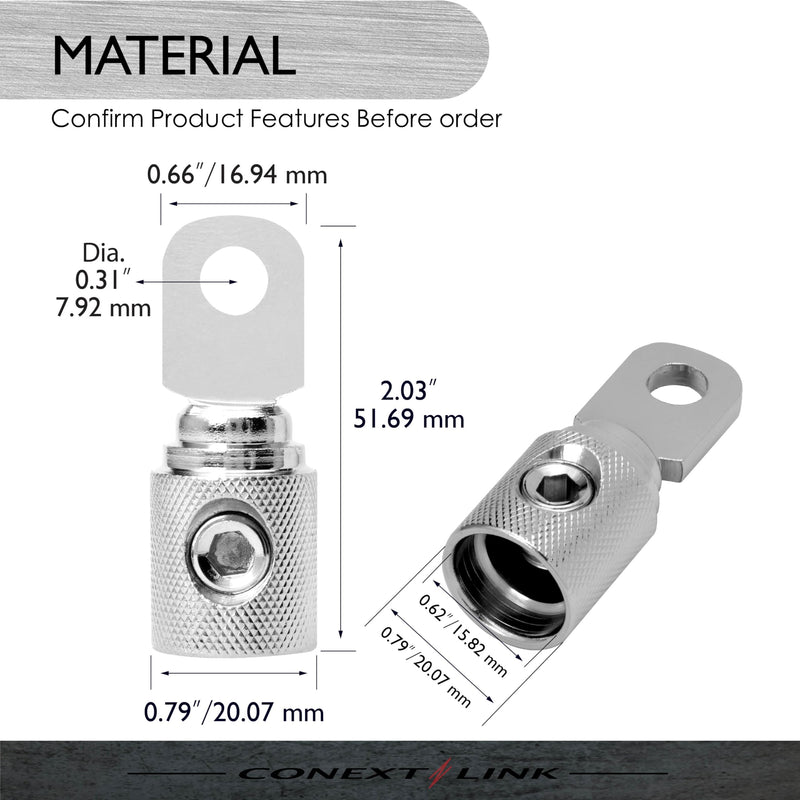 Conext Link RT0N-2 Set Screw Ring Terminal 2 Pack (1/0 Gauge, Nickel) （16605） 1/0 Gauge