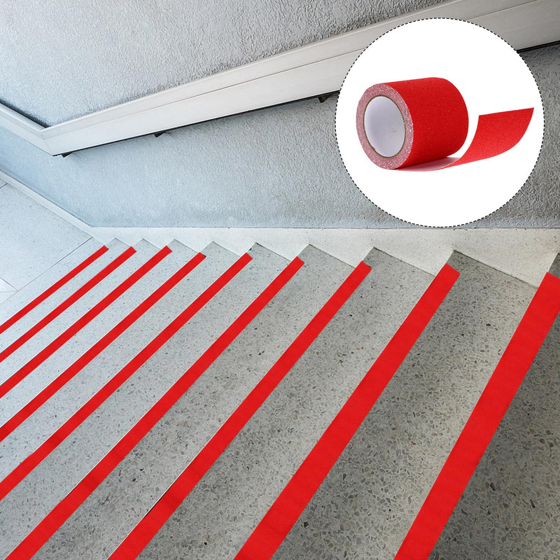 TEHAUX Anti Slip Tape for Stairs, 3.93 Inch x 16 FT Stair Treads Non Skid Tape Red, Abrasive Tape for Stairs Steps, Indoor Outdoor Step Warning Tape for Tub Pools Floor Bathrooms Stairs