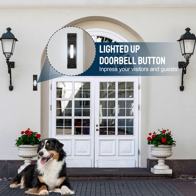 Enhon LED Lighted Doorbell Button, Solid and Sleek Metal Wall Mounted Door Bell Push Buttons for Home, Universal Garage Door Opener Switch (Patent Registered)