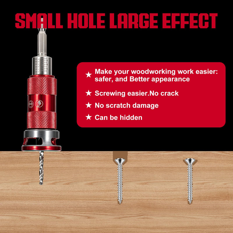 5 Pcs Countersink Drill Bit Set with Aluminum Alloy Depth Stop,Semi-Automatic HSS M2 Countersink Drill Bits 1/8 9/64" 5/32" Drill+3/8” 82° Counter-Bore,11/64" 3/16" Drill+ 1/2" 82° Counter Bore