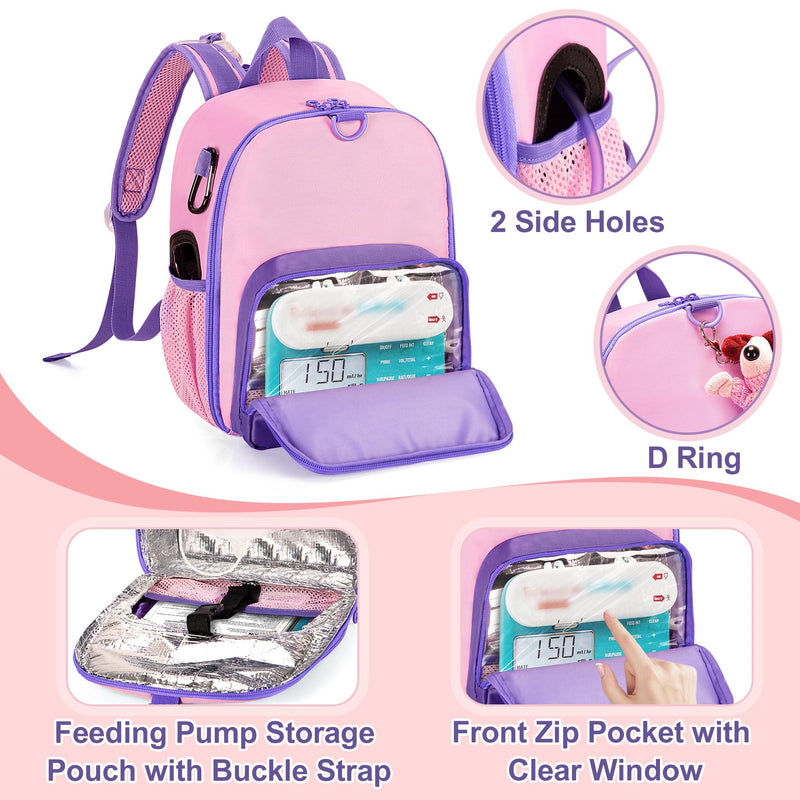 CURMIO Feeding Pump Backpack Compatible with Kangaroo Joey and Compatible with EnteraLite Infinity, Enteral Feeding Tube Bag Backpack for 500ml Feeding Bag, G Tube, J Tube or GJ Tube, Pink, Bag Only