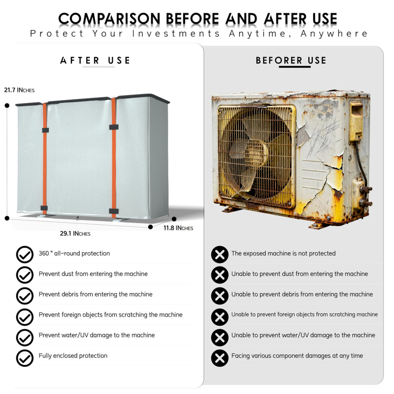 Air Conditioner Cover,Mini Split Cover for Air Conditioner Outside Unit,600D Heavy-Duty Waterproof Oxford Fabric Outdoor Portable, 29.1“L x 11.8”W x 21.7"H, 8000-12000 BTU AC Protector Simplified Version 29.1"L x 11.8"W x 21.7"H