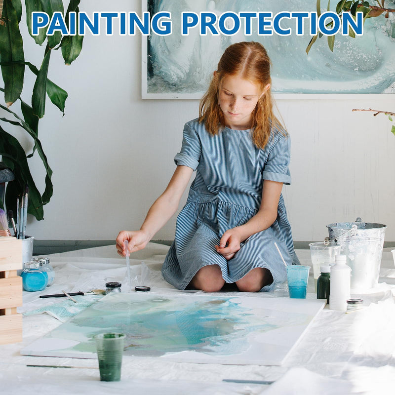 8 Pieces Plastic Drop Cloth for Painting, 9 x 12 Feet Painters Plastic, Waterproof Clear Plastic Tarp, Dustproof Plastic Sheeting for Furniture Cover 8 Pack