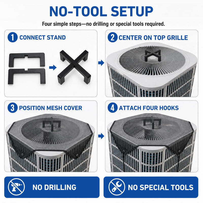 Airflow Lift Central Air Conditioner Cover for Outside 36x36 Mesh Black+Stand 36''x36''