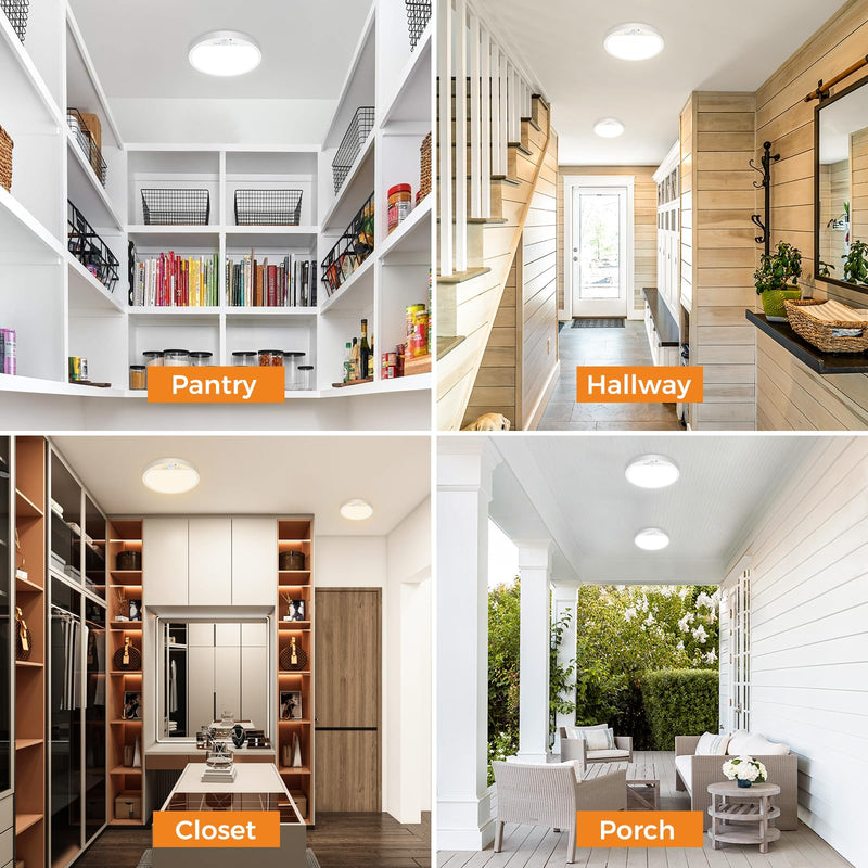 Slochi 2Pack Motion Sensor Ceiling Light Wired, 3000K/4000K/6500K Motion Sensor Light Indoor, 15W 1500LM 7 In Closet Lights Motion Sensored with Timer, Flush Mount Light for Hallway Wall Pantry, White 2packs-7Inch