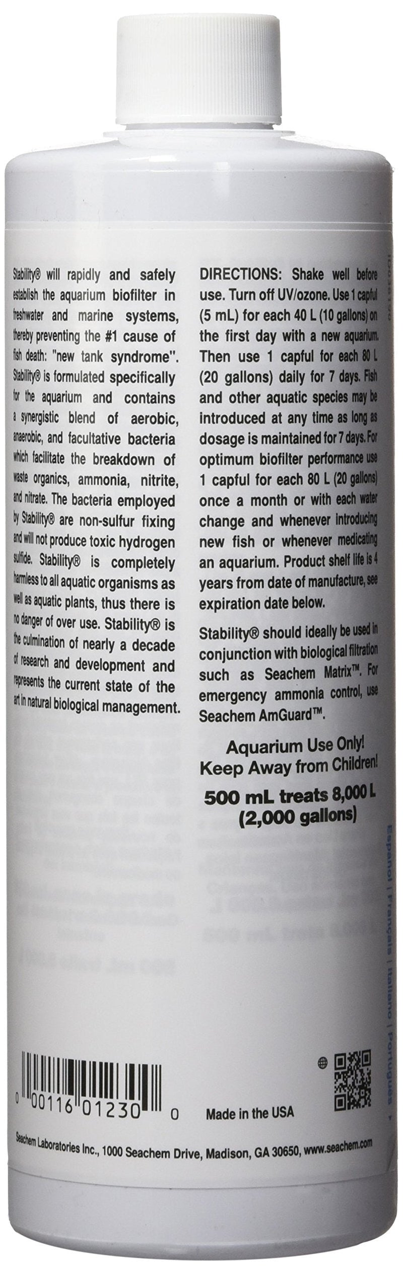 Seachem Stability Fish Tank Stabilizer - For Freshwater and Marine Aquariums, 16.9 Fl Oz (Pack of 1) 500 ml / 16.9 fl oz Clear