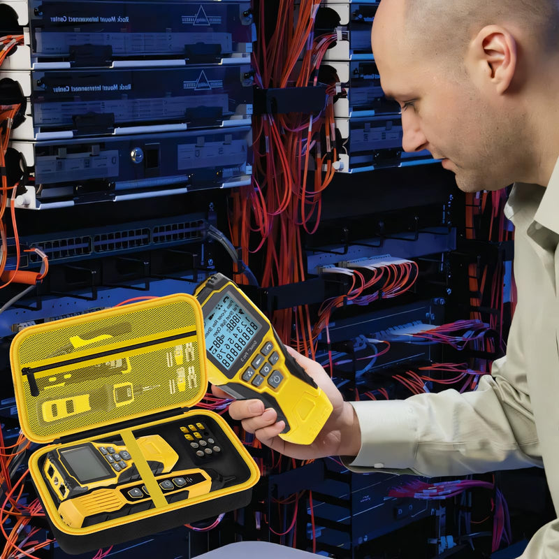Storage Case for Klein Tools VDV501-851, VDV500-123, VDV226-110, VDV427-300 & Scout Pro 3 Cable Testers - Protective Carry Bag with Mesh Pocket & Elastic Straps -BLACKYELLOW (Case Only)