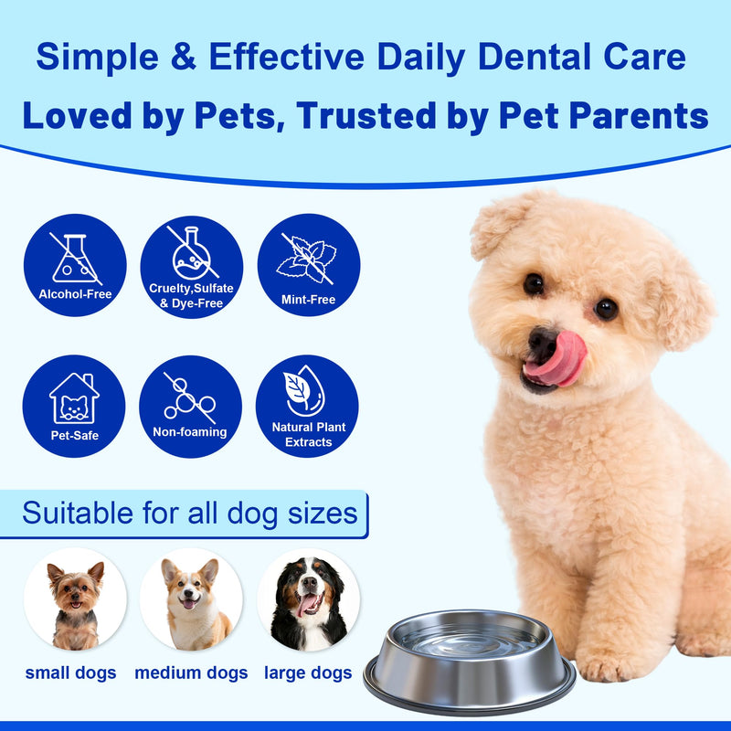 Pet Dental Water Additive for Dogs & Cats - Better Alternative to Dog Dental Spray & Brushing - Dual Enzyme & Probiotic Teeth Cleaner - Reduces Plaque & Tartar, Freshens Breath - 7.1 FL OZ