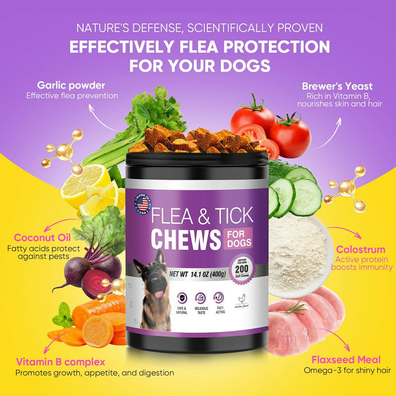 Fleas Ticks Treatment Dog Oral Chewables Support Supplement Breeds and Ages