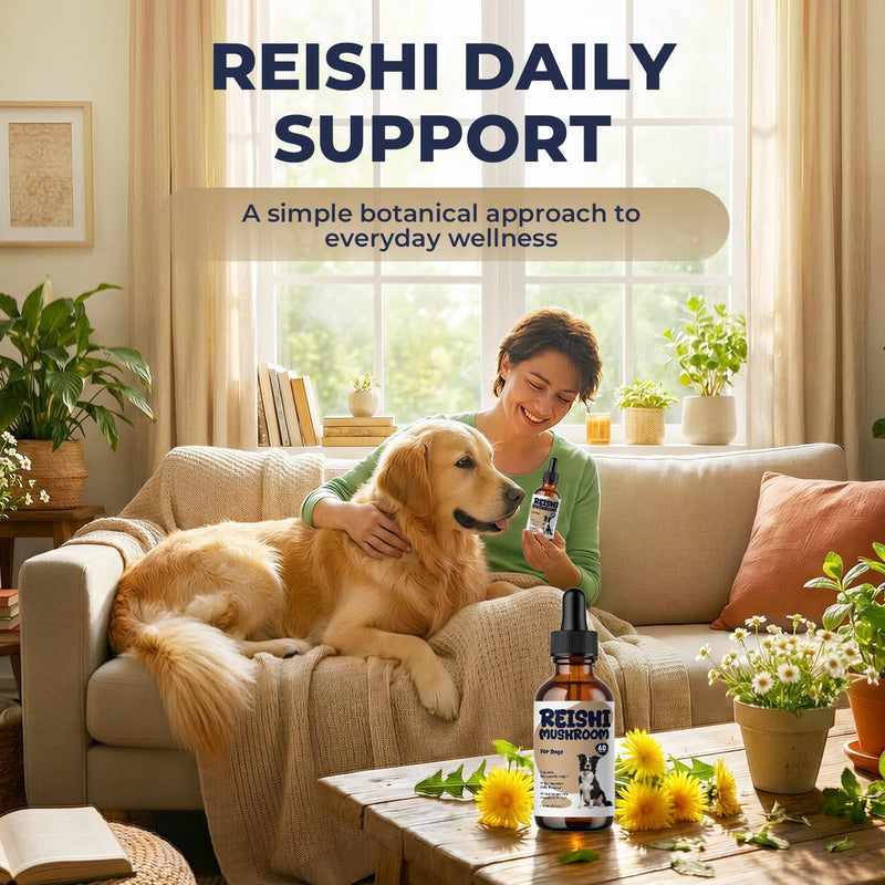 Reishi Mushroom Drops for Dogs, Dog Mushroom Supplement for Immune Support & Daily Wellness, Liquid Reishi Extract for Senior Dogs, Energy, Balance & Long-Term Support, 2 fl oz