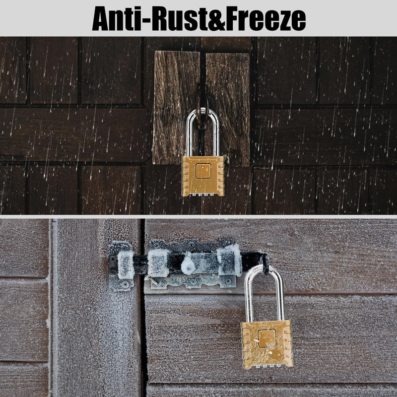 Diyife 2.3in Long Combination Padlock, Large Heavy Duty Outdoor Padlock [One-Touch Unlocking] High Security Weatherproof, Hidden Password Design Suitable for Locker, Gym, Garden, Fences, Garage Brass 2.3in Long, 1 Pack
