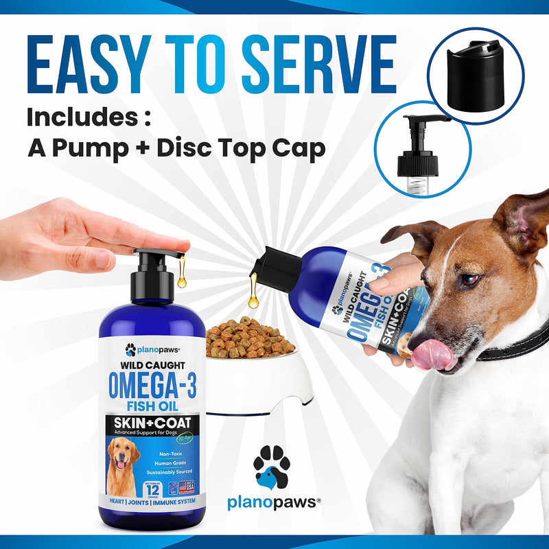 Omega 3 Fish Oil for Dogs - Better Than Salmon Oil - Dog Fish Oil Supplement to Reduce Shedding & Itching - Supports Joints, Brain, and Heart Health - Skin and Coat Supplement - Liquid Fish Oil 12 Oz