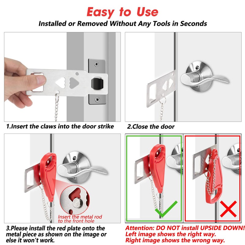 AceMining Portable Door Lock Home Security Door Lock Travel Lockdown Locks for Additional Safety and Privacy Perfect for Traveling Hotel Home Apartment College 1 Pack