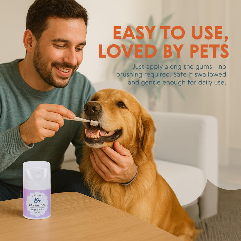 Eli Natural Dental Gel for Dogs & Cats – Plant-Based, Gentle Formula that Supports Healthy Teeth & Gums, Helps Reduce Plaque & Tartar buildup, freshens Breath Naturally, Vegan-Friendly Care – 1.69 oz