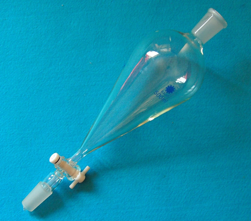 500ml 24/40,Glass Pyriform Separatory Funnel,Pear Shape with PTFE Stopcock,Lab Chemistry Glassware 500ml