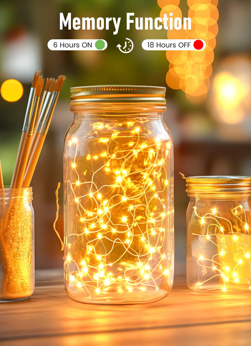 Minetom USB Fairy Lights Plug in, 33 ft 100 LED Twinkle String Lights with Remote and Timer, Waterproof 8 Modes Starry Lights for Indoor Wreath DIY Party Wedding Christmas Decoration, Warm White 1 Pack