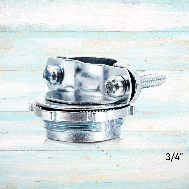 4 Pieces 3/4 Inch Clamp Type Cable Connector for Metallic Conduit Protect Cables Electric Wires Electrical Box Silver Zinc 4