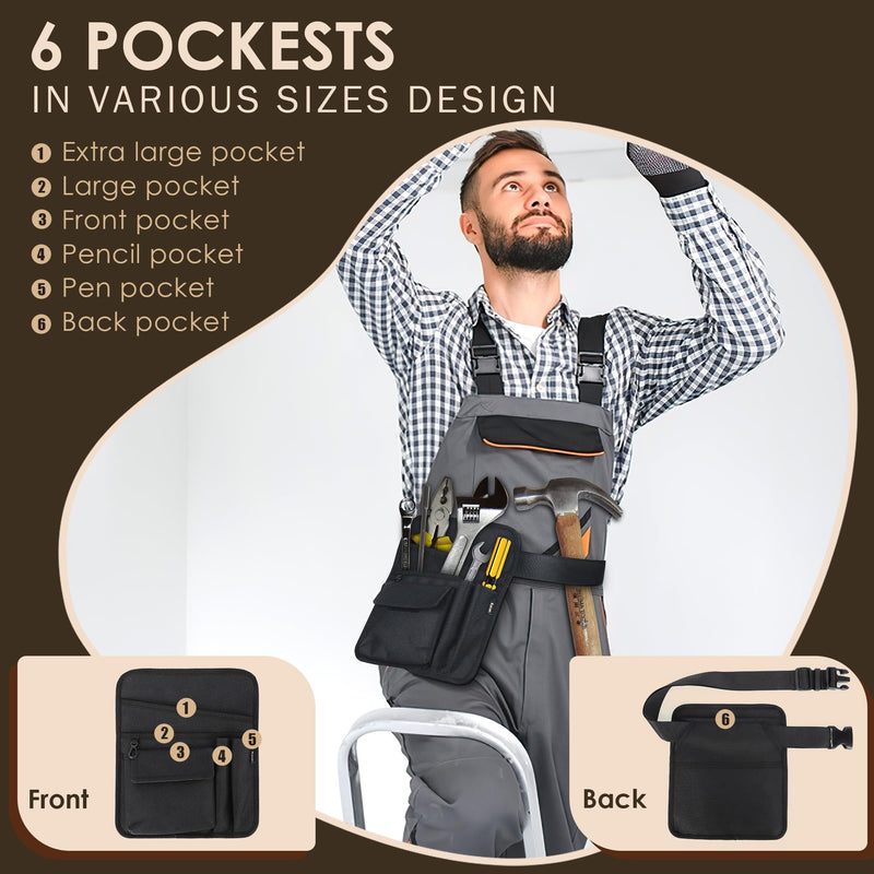 Server Apron Waist Pouch, Restaurant Waiter Waist Tool Pouch Bag with Adjustable Belt, Utility Money Bag Working Serving Apron with Pockets for Waitress for Restaurant Hotel Bar