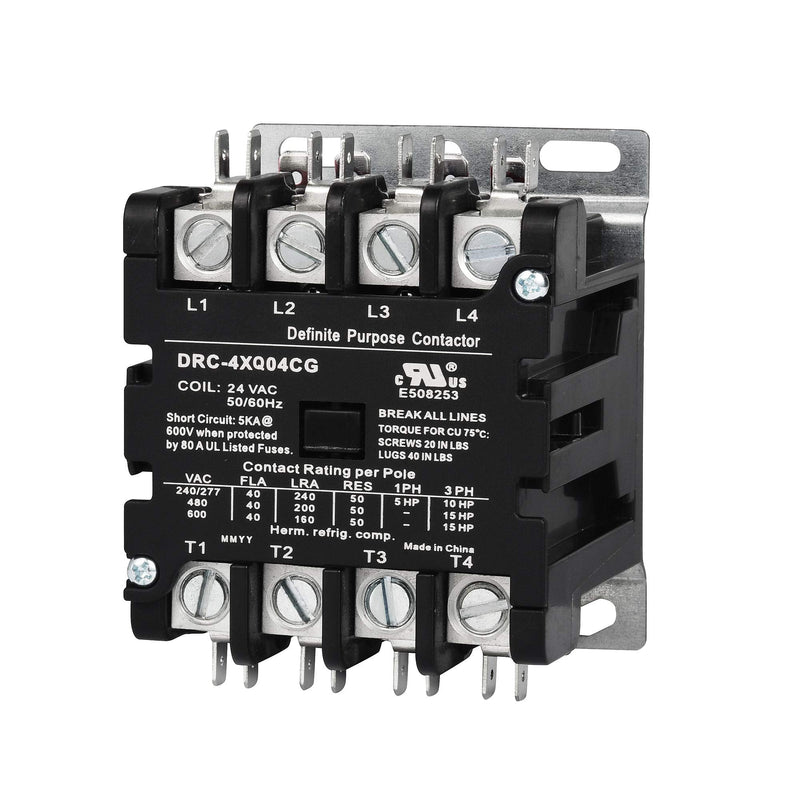 SUNLEE 4 Pole 40 Amp 50 RES 208/240V Coil Contactor fits Siemens 42CF25AG Lighting Heating Refrigeration Contactor, UL Recognized & Approved for UL 60335 4P 40A 208/240VAC Coil Volt