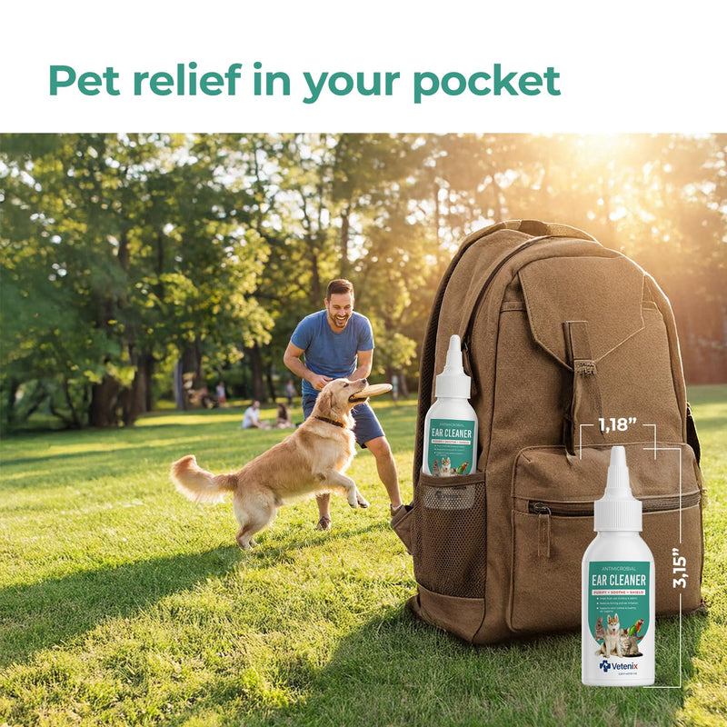 Ear Drops for Pets - Cleans and Removes Wax Build-Up and Irritants for Dogs and Cats - Relieves Itching and Redness with Pure Hypochlorous - 3,38 oz