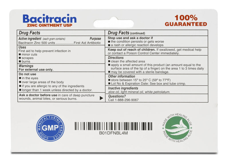 Globe Bacitracin Zinc 1 oz Tube, First Aid Antibiotic Ointment Helps to Prevent Infection in Minor cuts, scrapes and Burns 1 Ounce (Pack of 1)