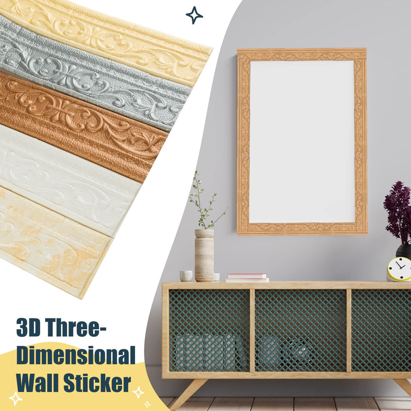2 Roll Flexible Foam Molding Trim, 181" x 3.1" Peel and Stick Crown Molding Wallpaper Border Self Adhesive 3D Wall Edging Lines Trim for Wall Edge, Ceilings, Countertops Home Decor (Copper) Copper