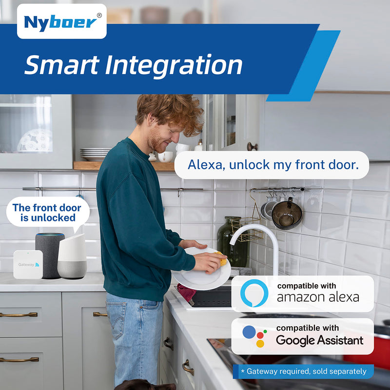 Wi-Fi Gateway Remotely Control Smart Fingerprint Door Lock with TT Lock App, Gateway Smart Hub Compatible with Alexa Voice Control,Electronic Lock Assemblies by Nyboer C-Gateway