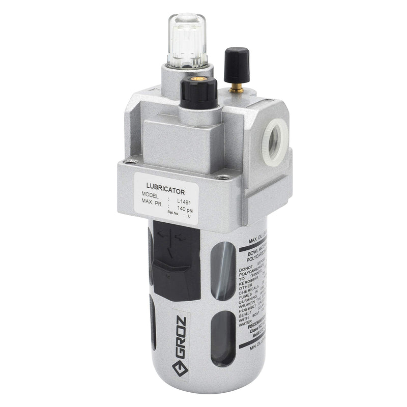 Groz 60256 Lubricator with Polycarbonate Bowl & Guard. Intermediate - 1/4" NPT