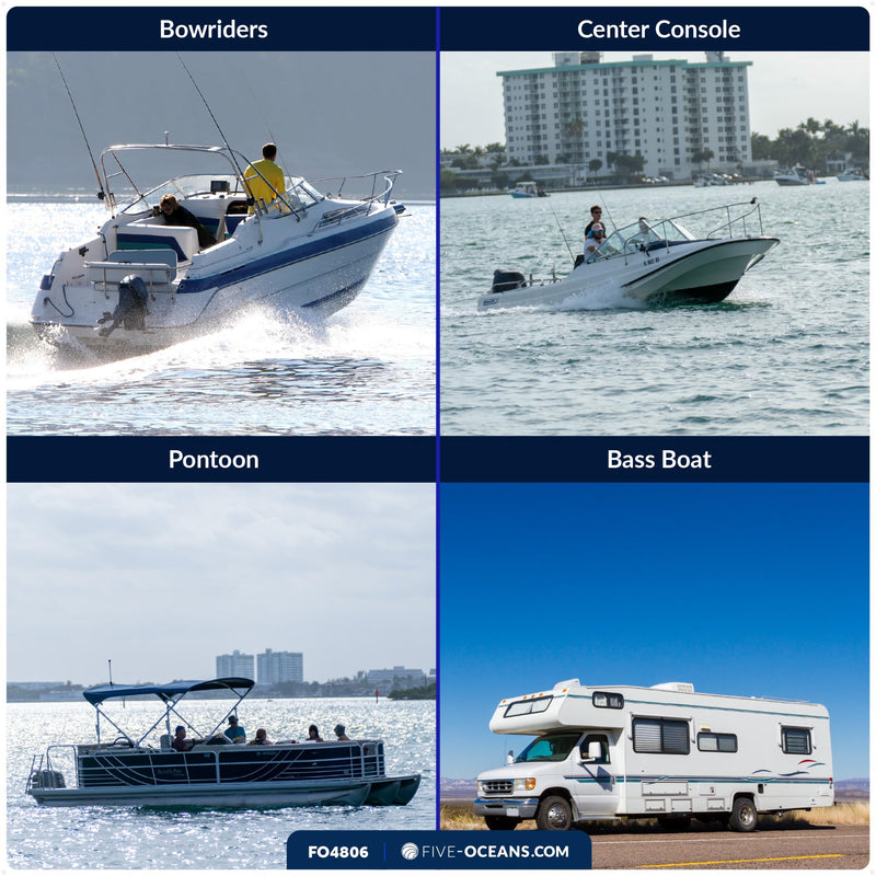 Five Oceans Ultra-Flat LED Boat Courtesy Lights, Warm White, Oculus Style | 12V DC, 3-1/8 x 1-7/16 x 3/16 inch, IP67 Waterproof, Stainless Steel Ring, For Boats Pontoon RVs, FO4806 Warm White LEDs