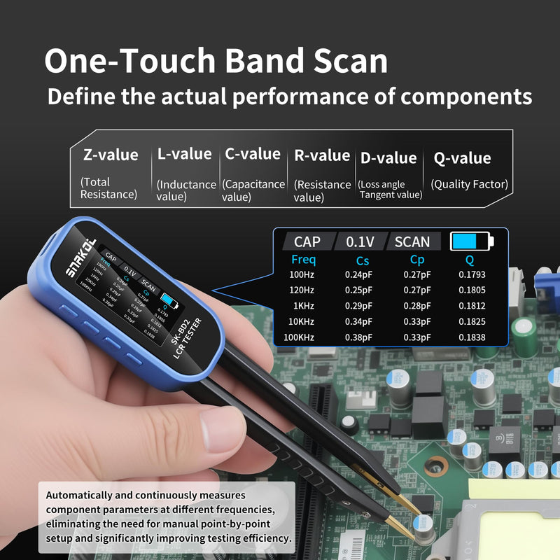 LCR Meter, Digital Multimeter Tweezers, 100KHz SMD Tester, ESR Meter Capacitor Tester with Signal Generator (7 Waveforms), Auto Ranging Electronic Component Meters, Sweep Mode, Measures Z/X/P Professional