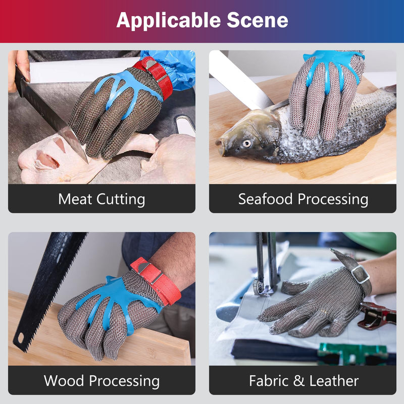 Chainmail Gloves for Cutting Meat&Food,Highest Level Cut Resistant Gloves Food Grade,Upgrade Stainless Steel Metal Mesh Glove,Cut Proof Glove for Chefs,Safety Work Butcher - NewNest Australia
