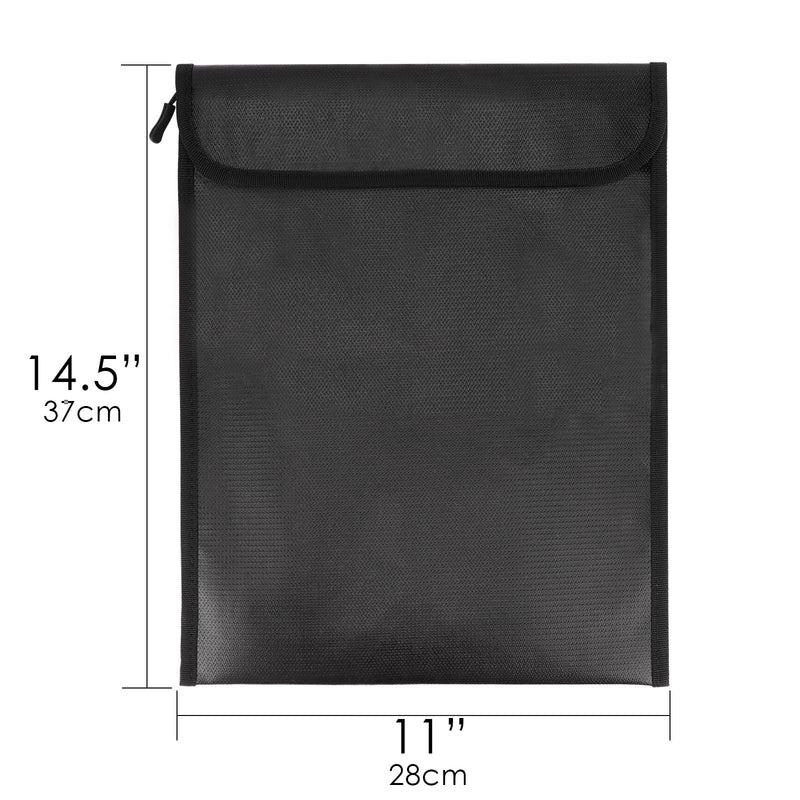 Fireproof Document Bag, Fireproof Bag, Important Document Storage Bag, Zipper Design, Suitable for Certificates, Tablets, Document Bags (Black 37 x 28cm)