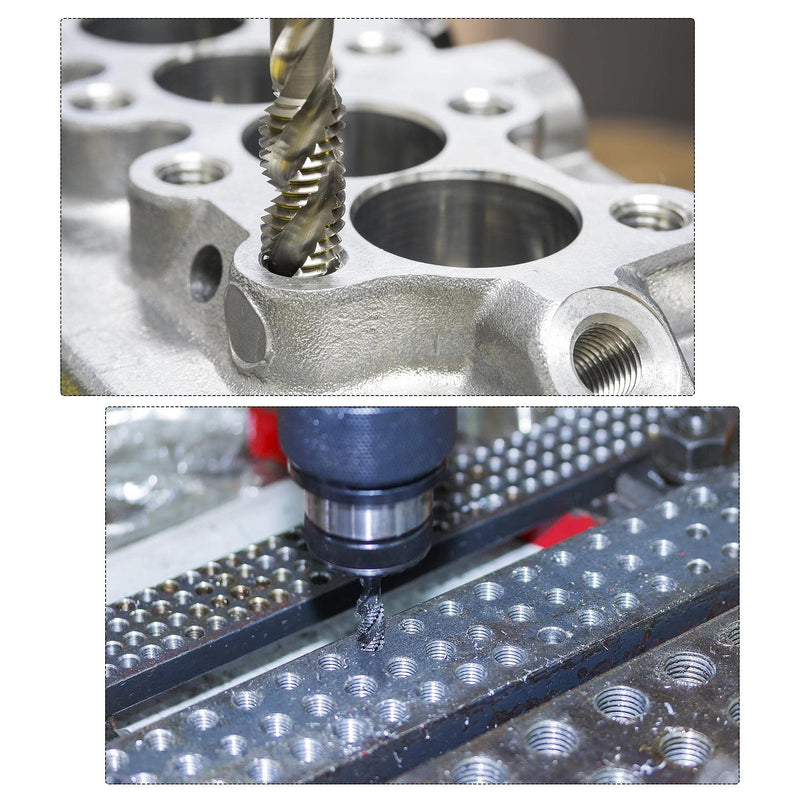 uxcell M8 x 1.25 Spiral Flute Thread Tap, Metric Machine Threading Tap HSS Nitriding Coated, Round Shank with Square End, H2 Tolerance, 2pcs
